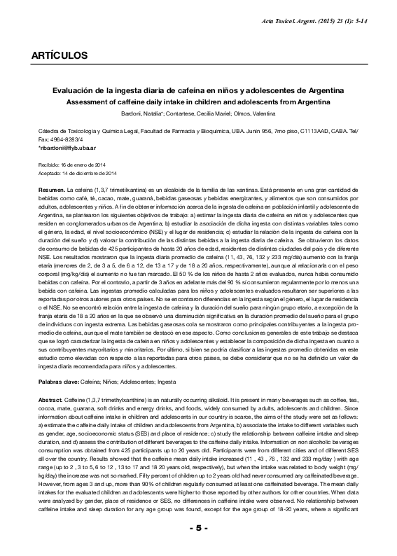 (PDF) Assessment of caffeine daily intake in children and adolescents ...