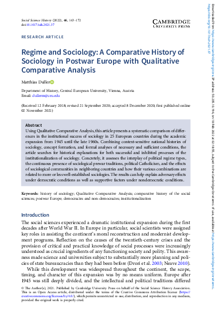 (PDF) Regime and Sociology: A Comparative History of Sociology in ...