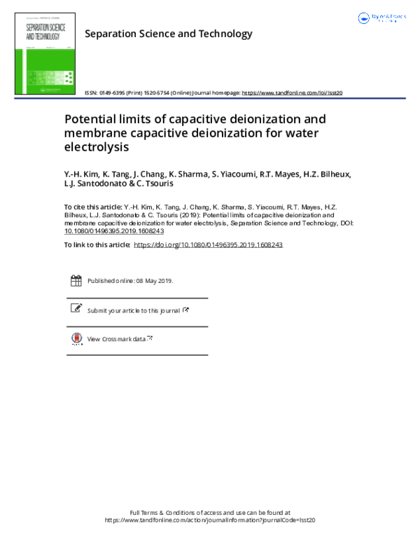 (PDF) Potential limits of capacitive deionization and membrane ...