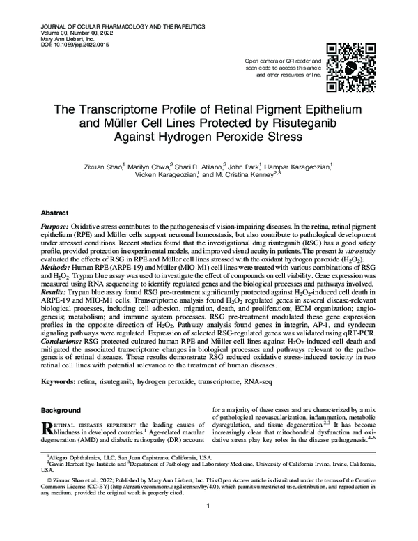 (PDF) The Transcriptome Profile of Retinal Pigment Epithelium and ...