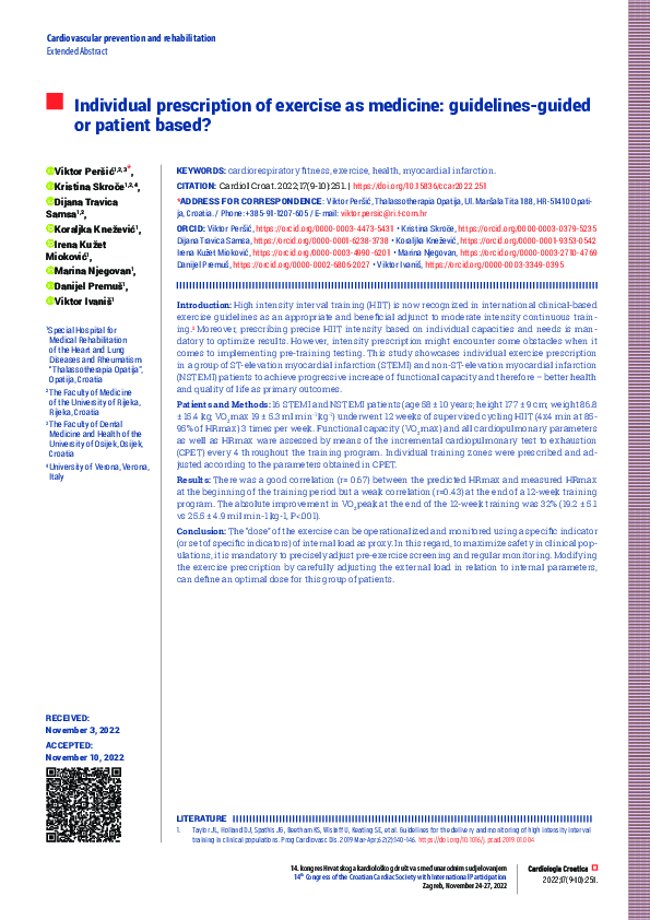 (PDF) Individual prescription of exercise as medicine: guidelines ...