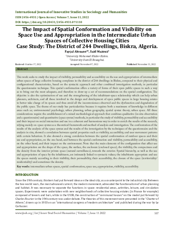 (PDF) The Impact of Spatial Conformation and Visibility on Space Use ...