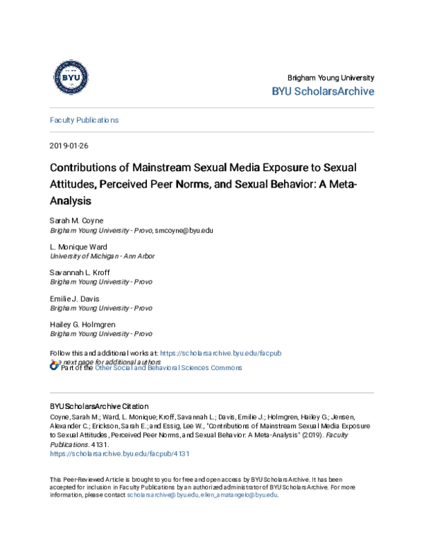 (PDF) Contributions of Mainstream Sexual Media Exposure to Sexual ...