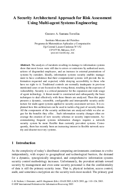 (PDF) A Security Architectural Approach for Risk Assessment Using Multi ...