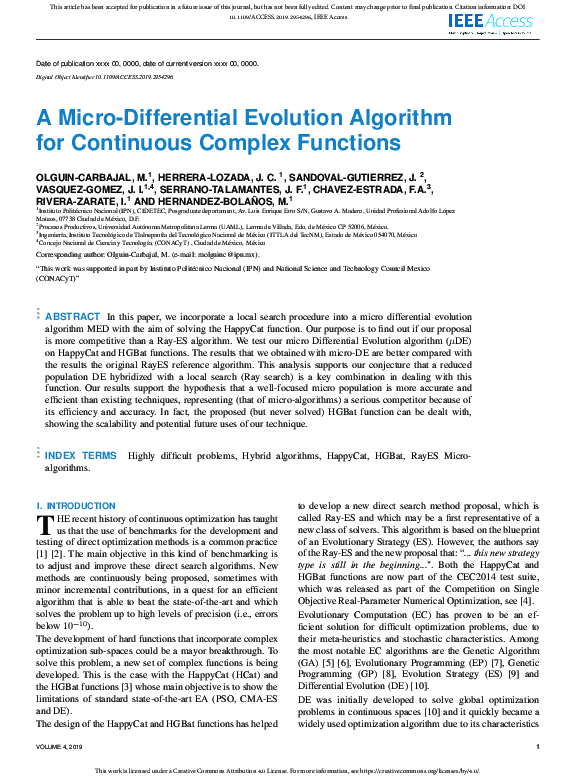 (PDF) A Micro-Differential Evolution Algorithm for Continuous Complex ...