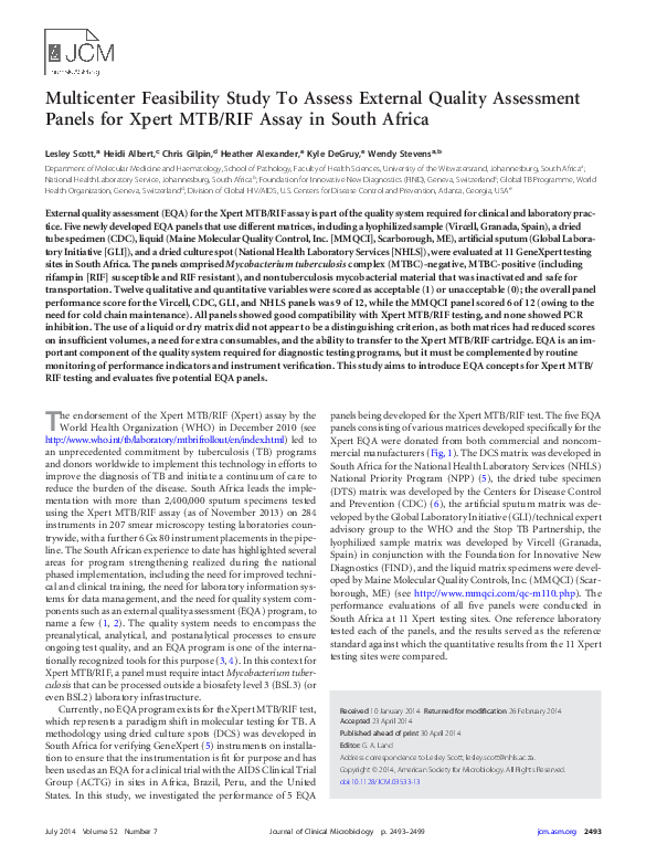 (PDF) Multicenter Feasibility Study To Assess External Quality ...