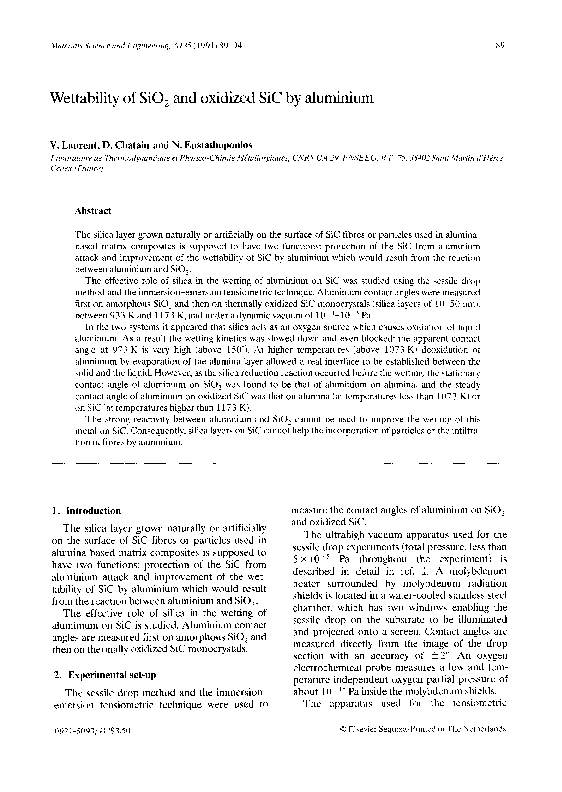 (PDF) Wettability of SiO2 and oxidized SiC by aluminium