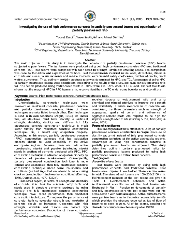 (PDF) Investigating the use of high performance concrete in partially ...