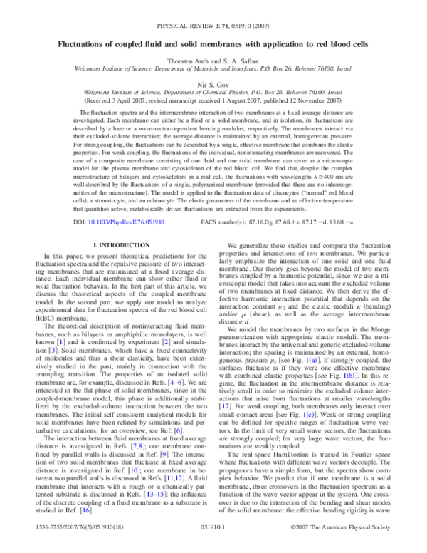 (PDF) Fluctuations of coupled fluid and solid membranes with ...