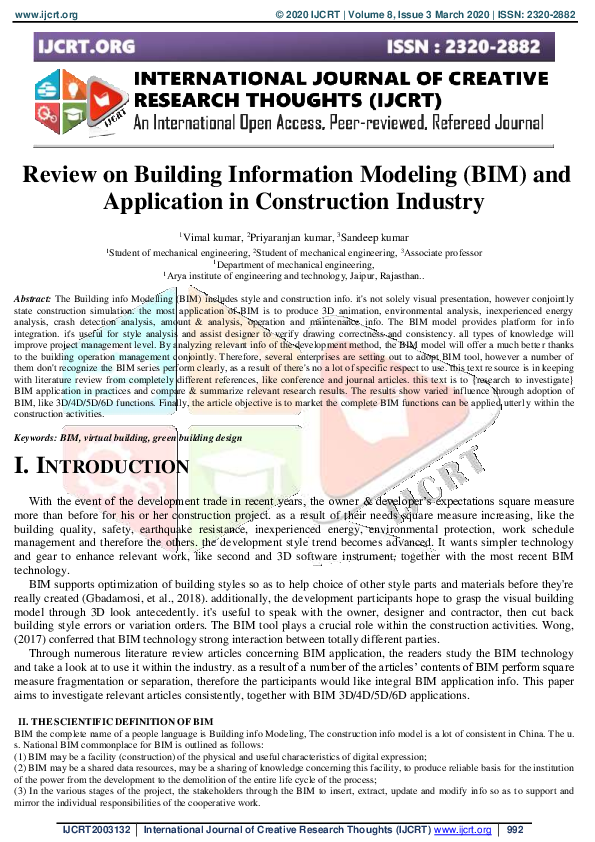 (PDF) Review on Building Information Modeling (BIM) and Application in ...