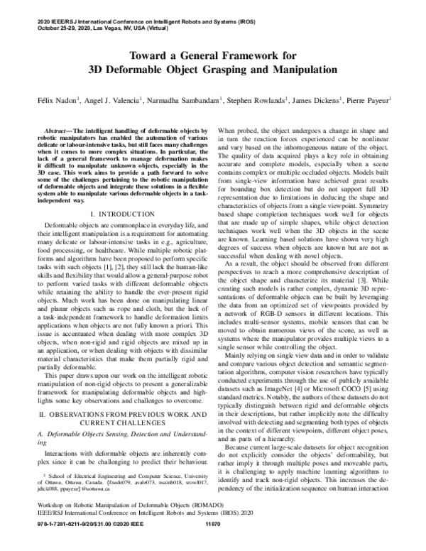 (PDF) Toward a General Framework for 3D Deformable Object Grasping and ...