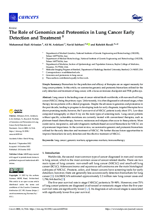 (PDF) The Role of Genomics and Proteomics in Lung Cancer Early ...