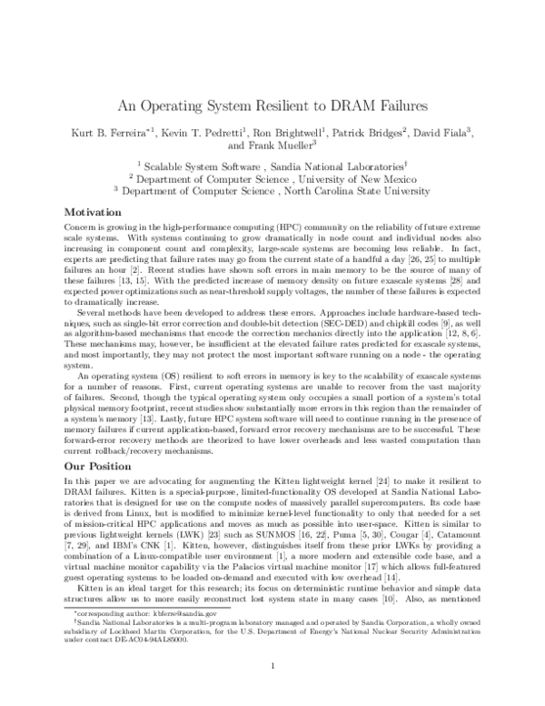 (PDF) An Operating System Resilient to DRAM Failures