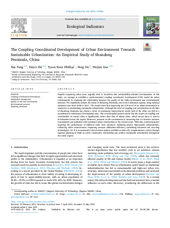(PDF) The Coupling Coordinated Development of Urban Environment Towards ...