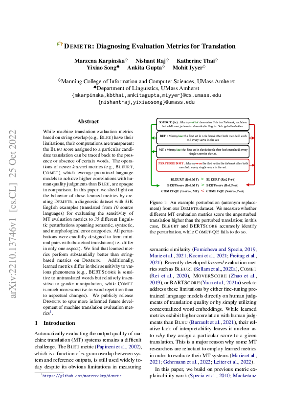 (PDF) DEMETR: Diagnosing Evaluation Metrics for Translation