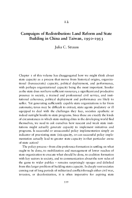 (PDF) Campaigns of Redistribution: Land Reform and State Building in ...