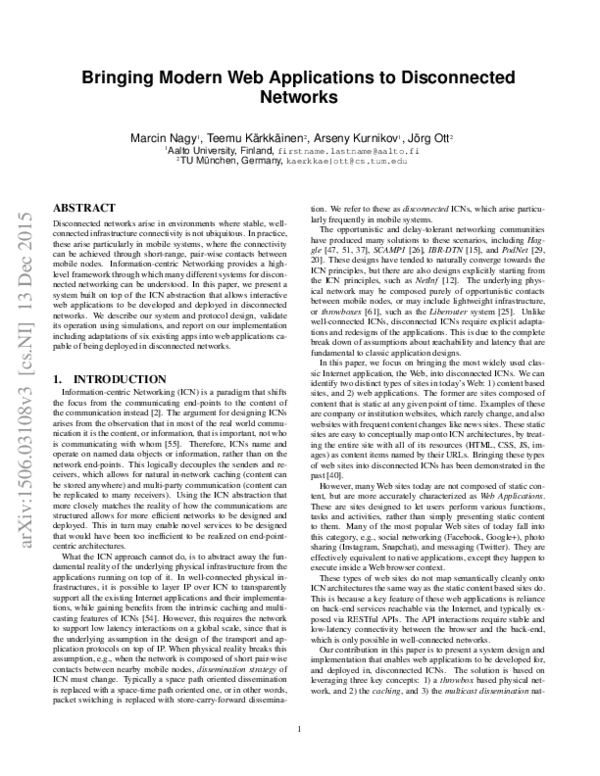 (PDF) Bringing Modern Web Applications to Disconnected Networks