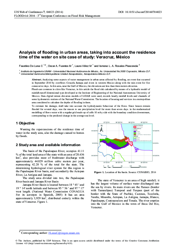 (PDF) Analysis of flooding in urban areas, taking into account the ...