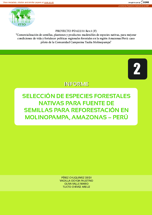 (PDF) Selección de especies forestales nativas para fuente de semillas ...