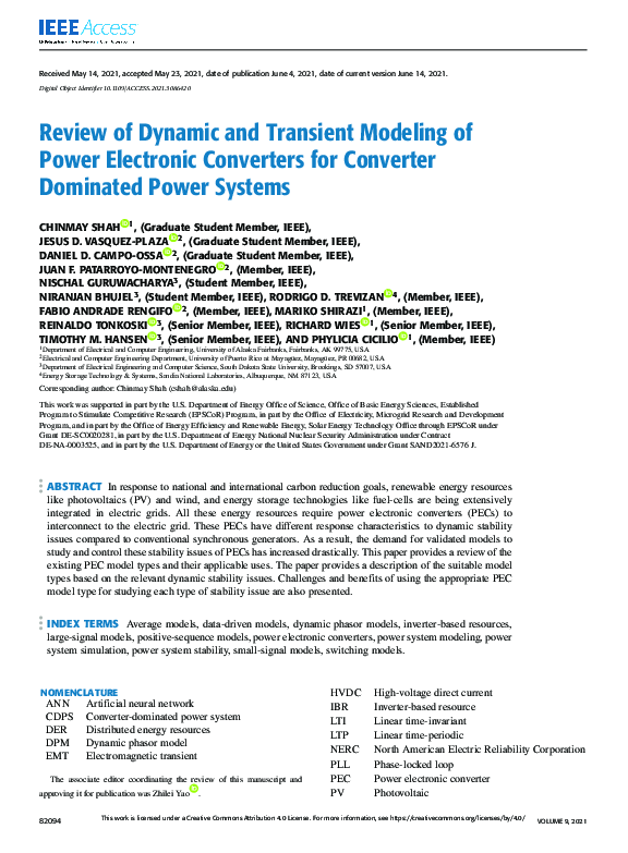 (PDF) Review of Dynamic and Transient Modeling of Power Electronic ...
