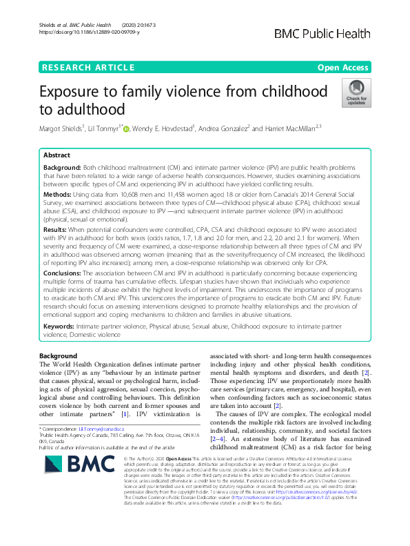 (PDF) Exposure to family violence from childhood to adulthood