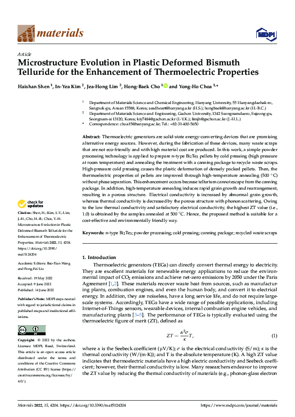 (PDF) Microstructure Evolution in Plastic Deformed Bismuth Telluride ...