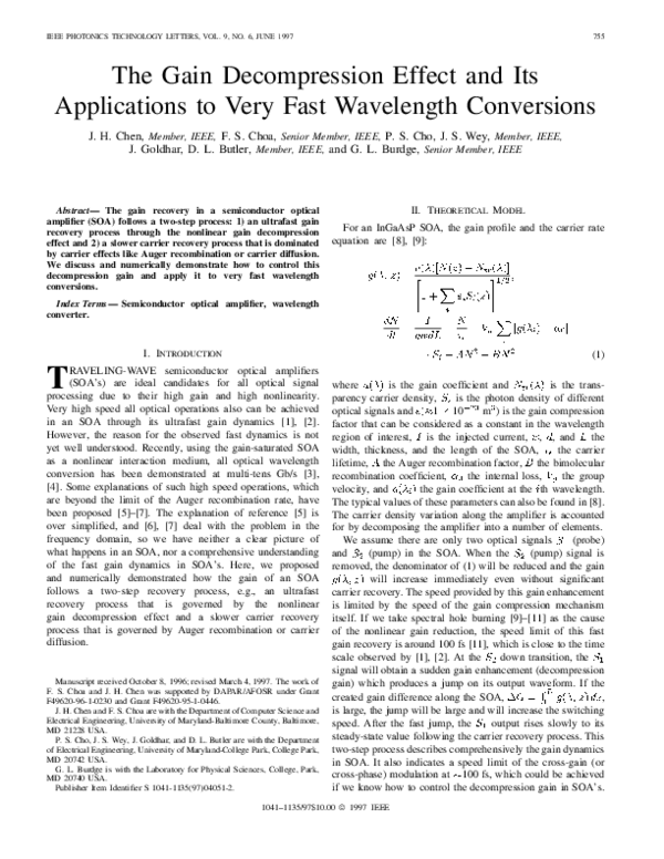(PDF) The gain decompression effect and its applications to very fast ...