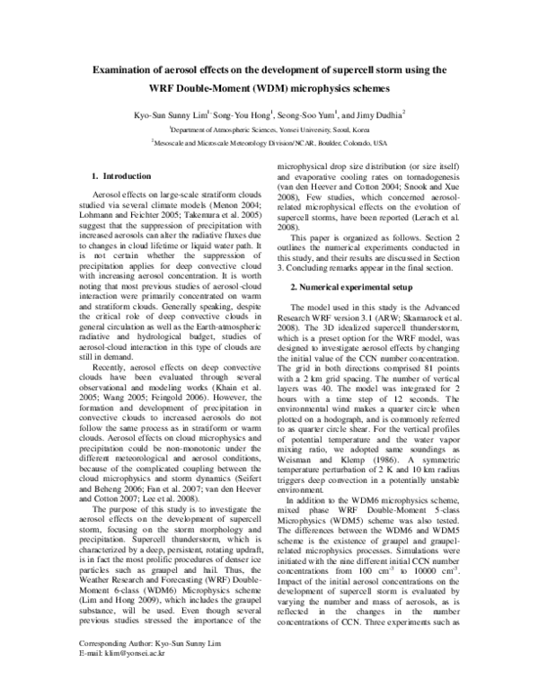 (PDF) Examination of aerosol effects on the development of supercell ...
