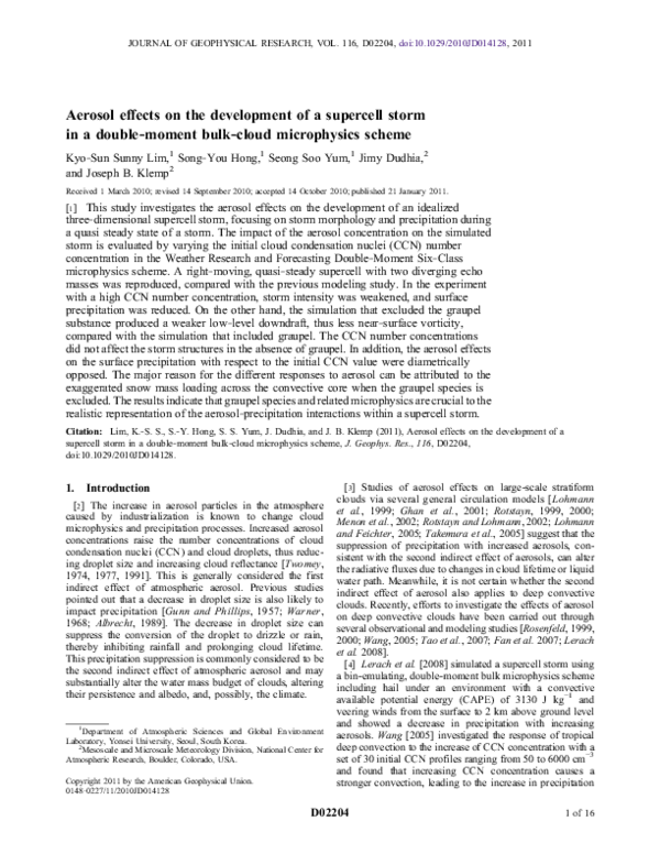 (PDF) Aerosol effects on the development of a supercell storm in a ...