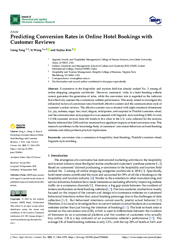 (PDF) Predicting Conversion Rates in Online Hotel Bookings with ...