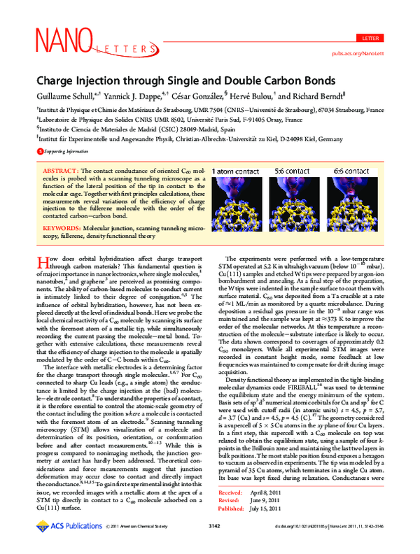 (PDF) Charge Injection through Single and Double Carbon Bonds