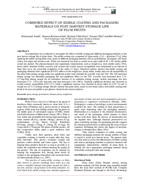 (PDF) Combined Effect of Edible Coating and Packaging Materials on Post ...