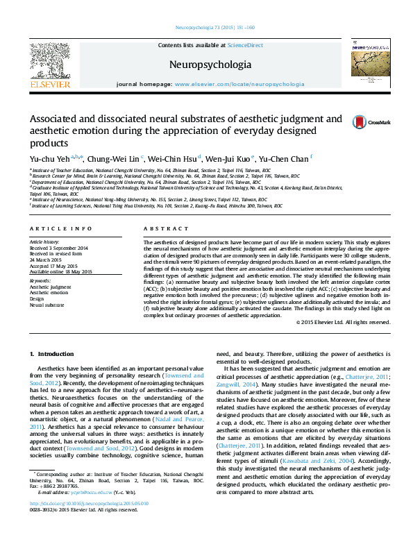 (PDF) Associated and dissociated neural substrates of aesthetic ...
