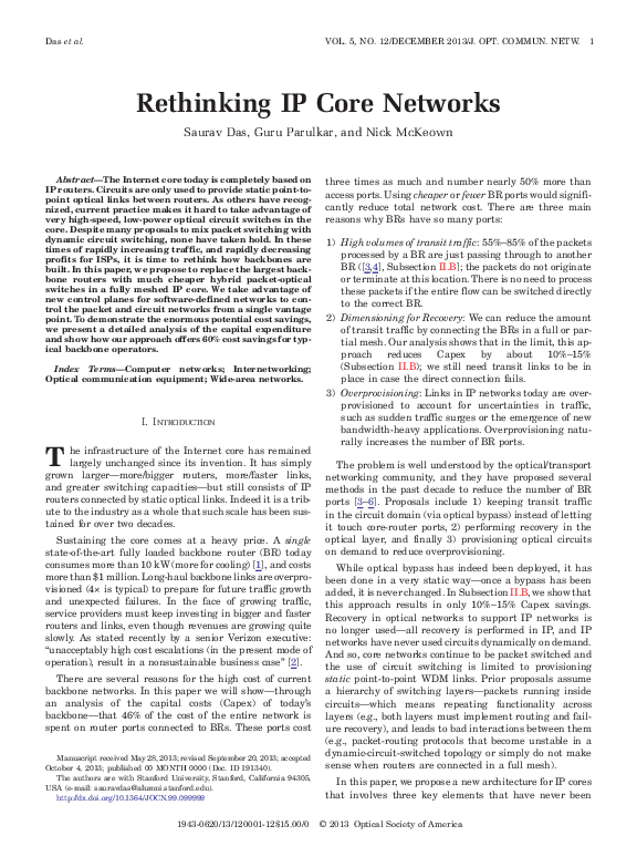 (PDF) Rethinking IP Core Networks