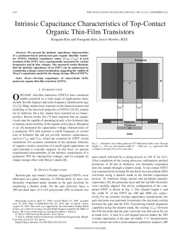 (PDF) Intrinsic Capacitance Characteristics of Top-Contact Organic Thin ...