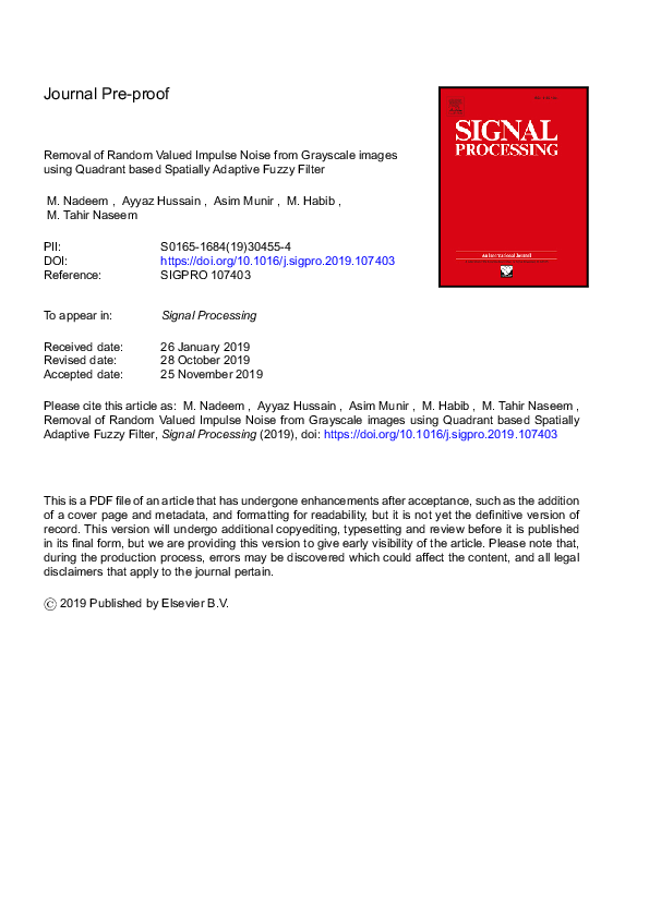 (PDF) Removal of random valued impulse noise from grayscale images ...