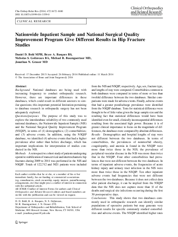 (PDF) Nationwide Inpatient Sample and National Surgical Quality ...