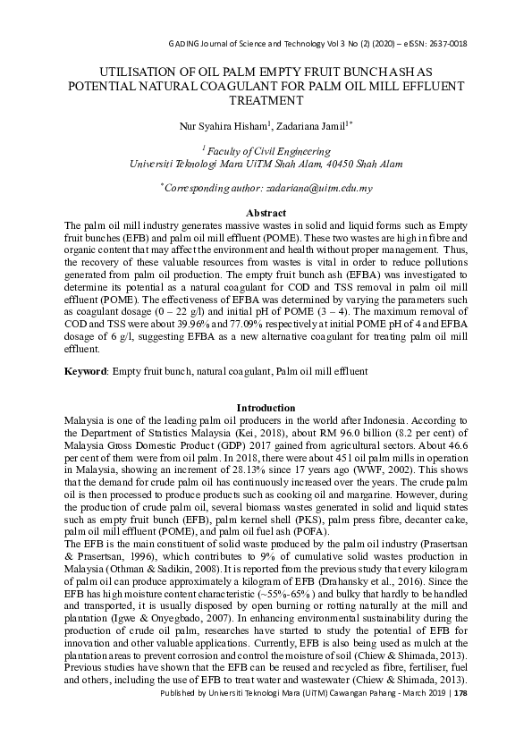 (PDF) Utilisation of Oil Palm Empty Fruit Bunch Ash as Potential ...
