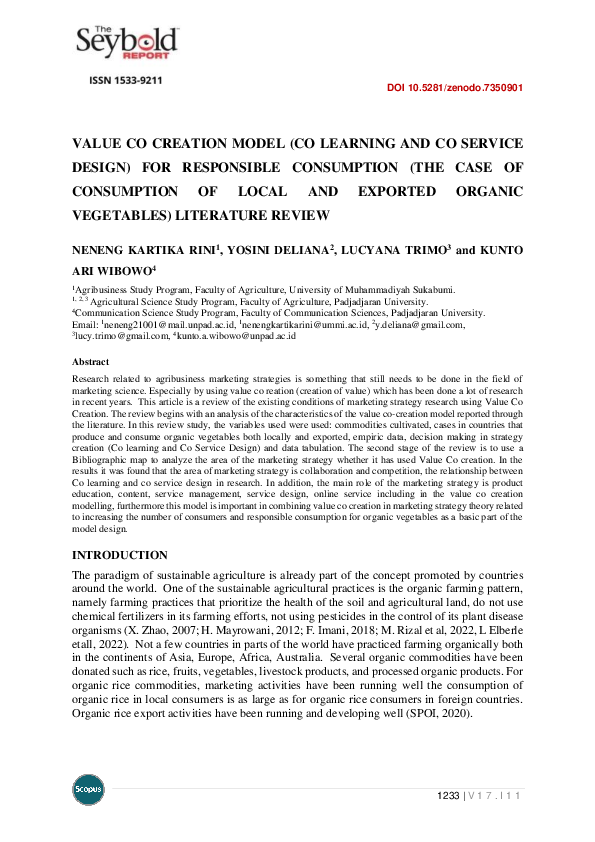 (PDF) Value Co Creation Model (Co Learning and Co Service Design) for ...