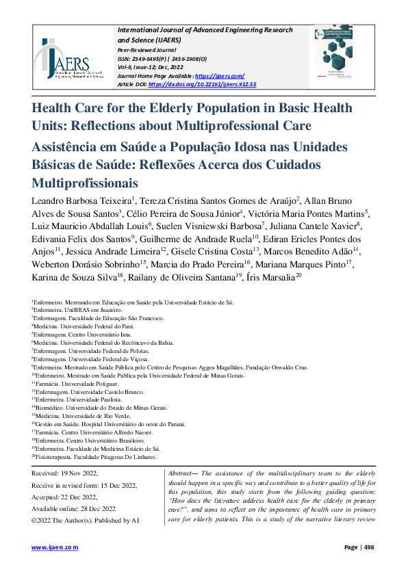(PDF) Health Care for the Elderly Population in Basic Health Units ...