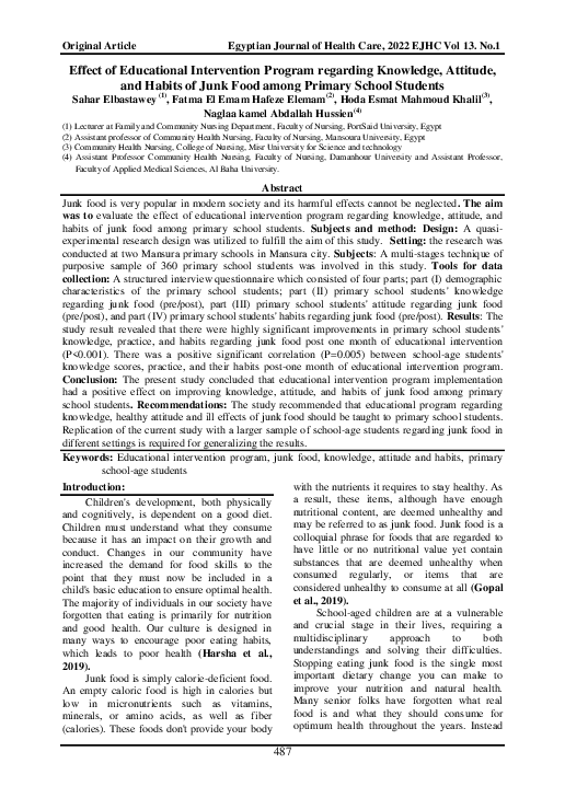 (PDF) Effect of Educational Intervention Program regarding Knowledge ...