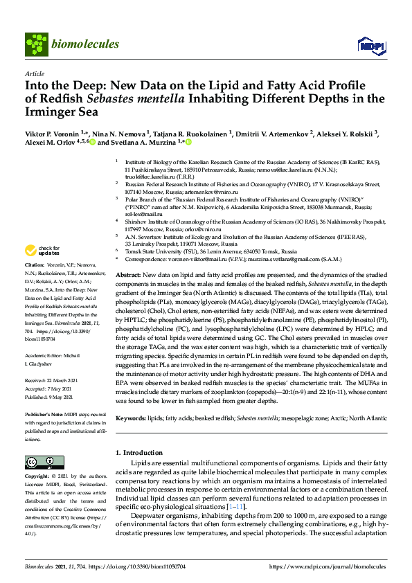 (PDF) Into the Deep: New Data on the Lipid and Fatty Acid Profile of ...