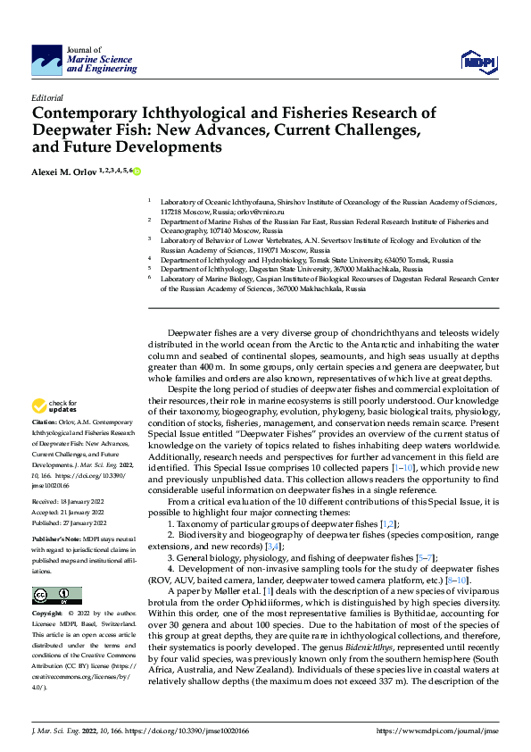 (PDF) Contemporary Ichthyological and Fisheries Research of Deepwater ...