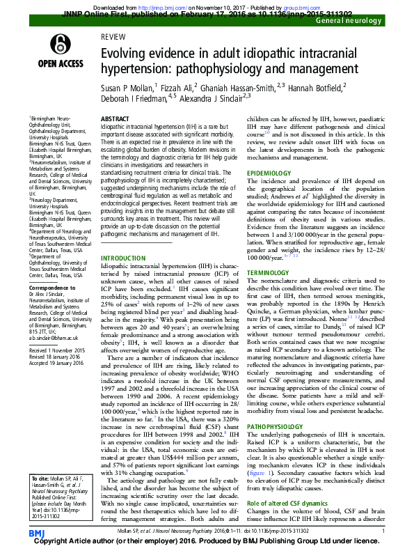 (PDF) Evolving evidence in adult idiopathic intracranial hypertension ...