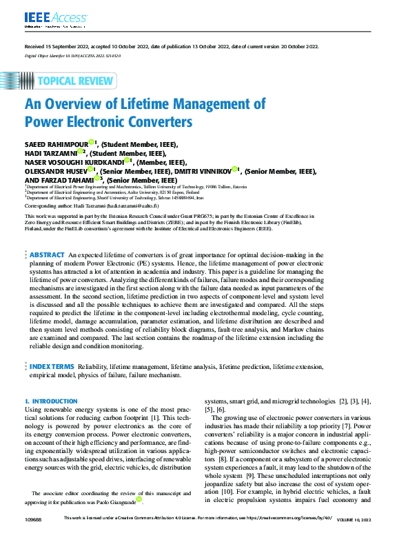 (PDF) An Overview of Lifetime Management of Power Electronic Converters