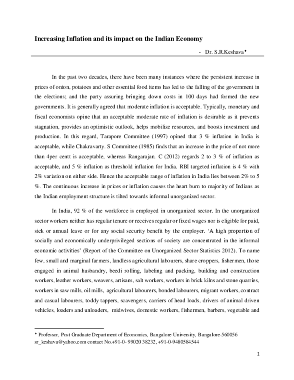 (PDF) Increasing Inflation and its impact on the Indian Economy
