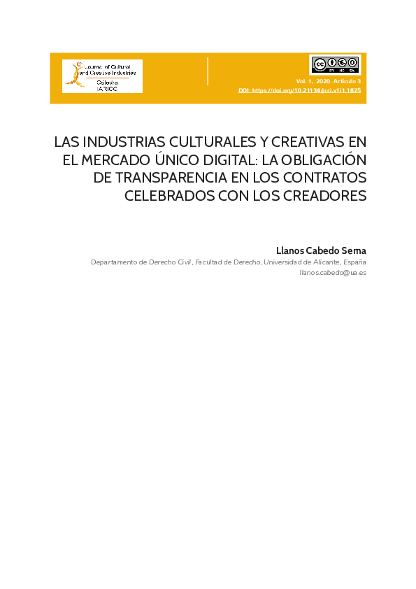 (PDF) Las industrias culturales y creativas en el mercado único digital ...