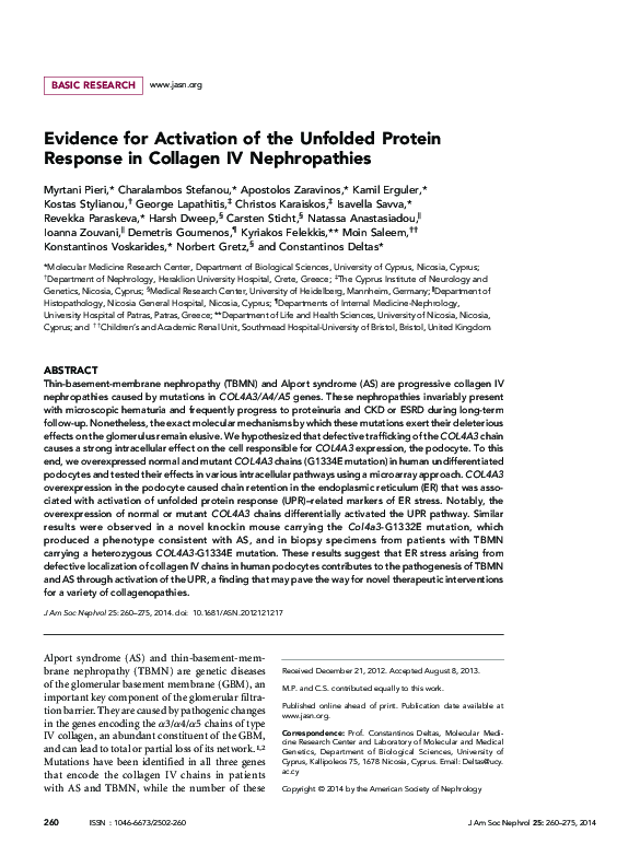 (PDF) Evidence for Activation of the Unfolded Protein Response in ...