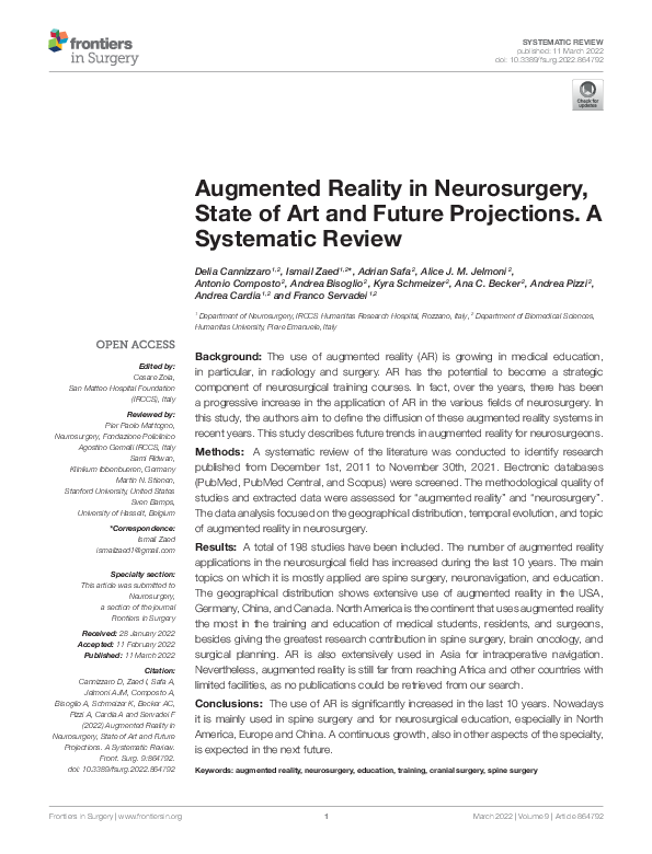 (PDF) Augmented Reality in Neurosurgery, State of Art and Future ...
