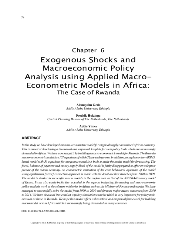 (PDF) Exogenous Shocks and Macroeconomic Policy Analysis using Applied ...
